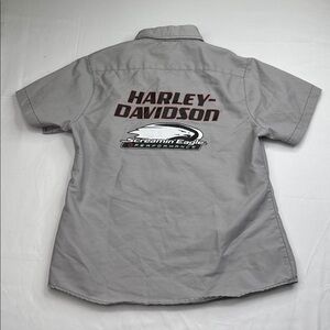 Womens Harley Davidson Screamin Eagle Performance Button Down Shirt Large L gray
